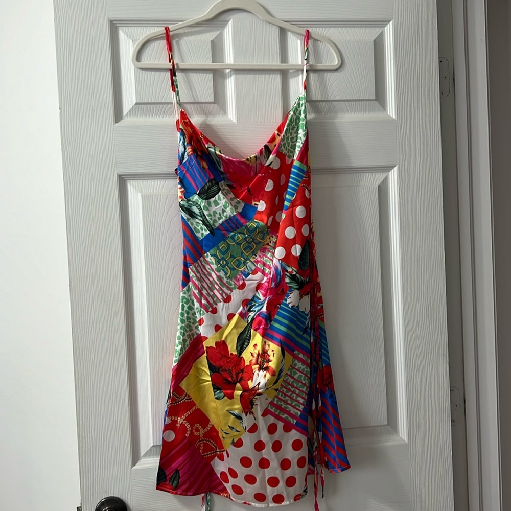 Patched silk dress